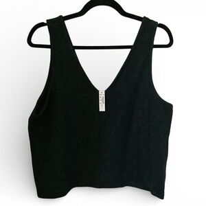 Madewell Black V-Neck Ribbed Crop Loose Tank Top